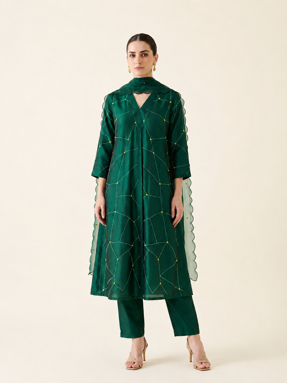 Legacy French Knot Suit Set - Emerald Veil