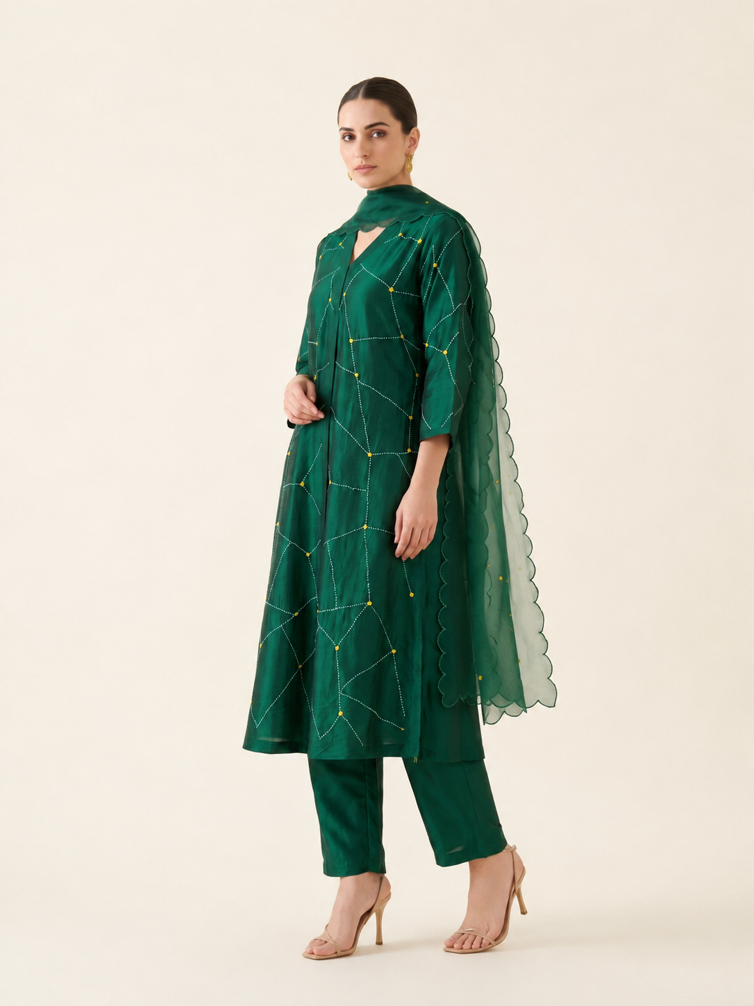 Legacy French Knot Suit Set - Emerald Veil