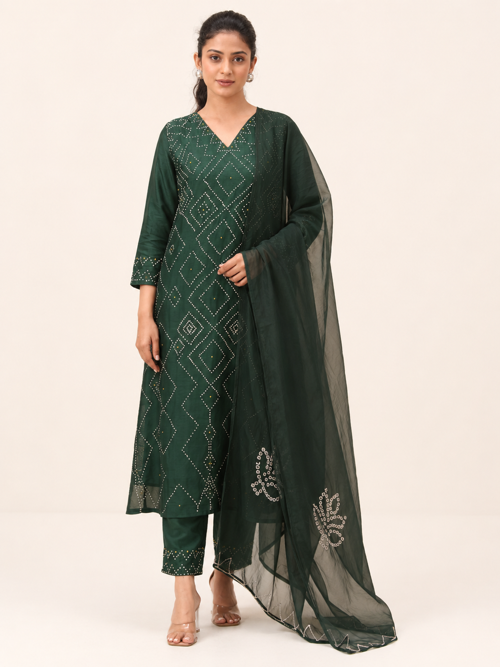 Legacy French Knot Suit Set - Emerald Mosaic