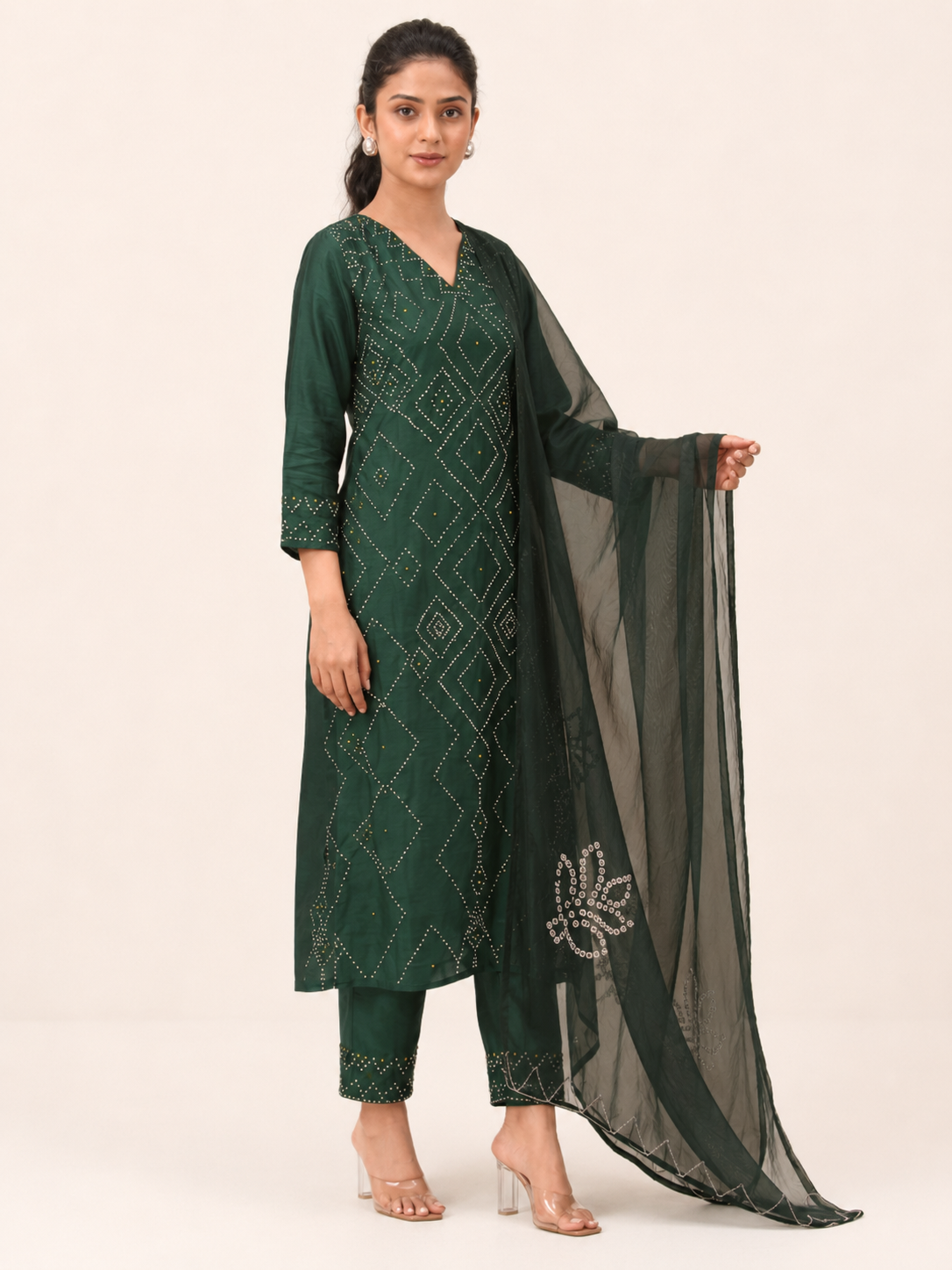 Legacy French Knot Suit Set - Emerald Mosaic