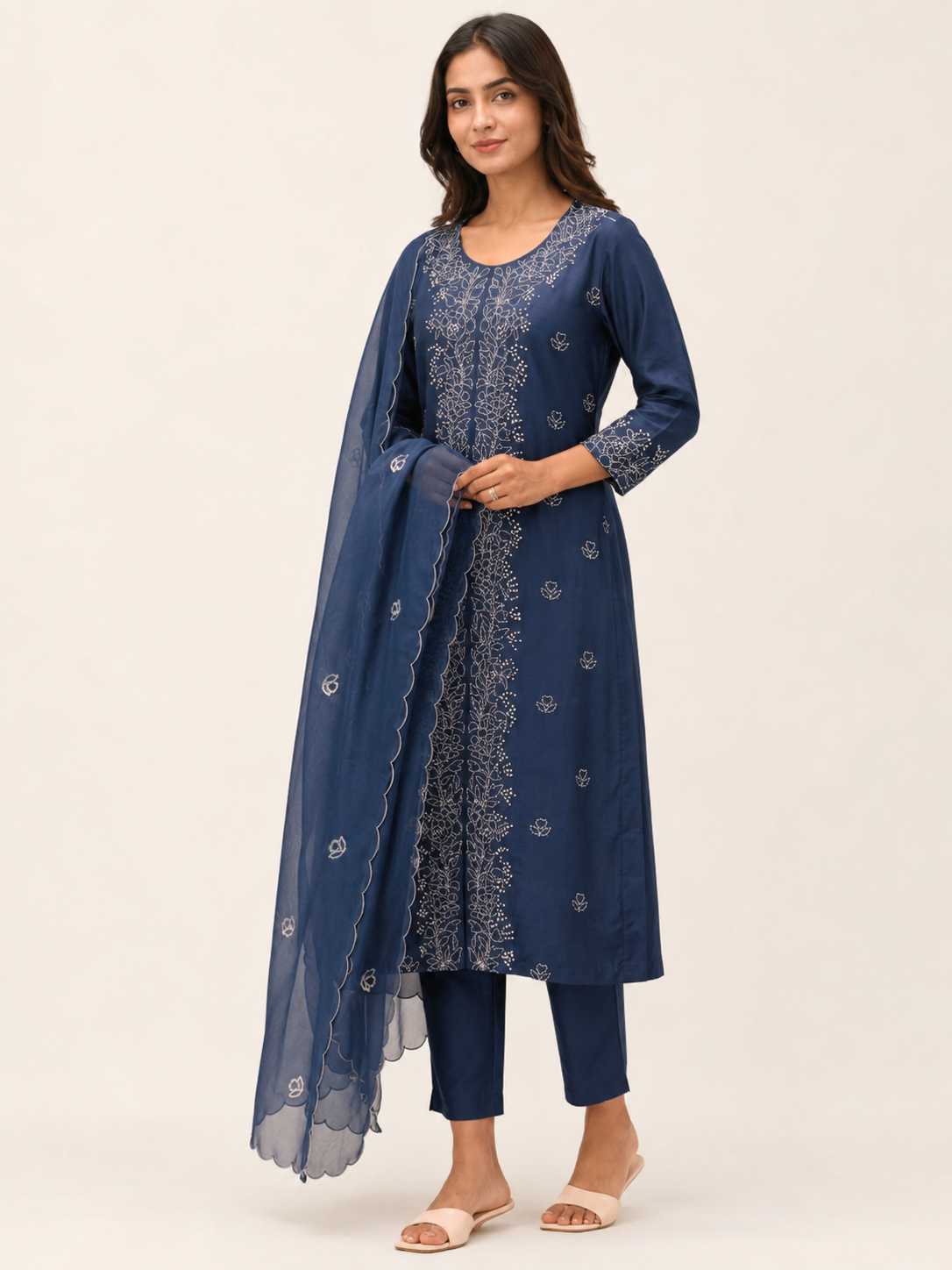 Legacy Kantha Suit Set - Midnight Blue