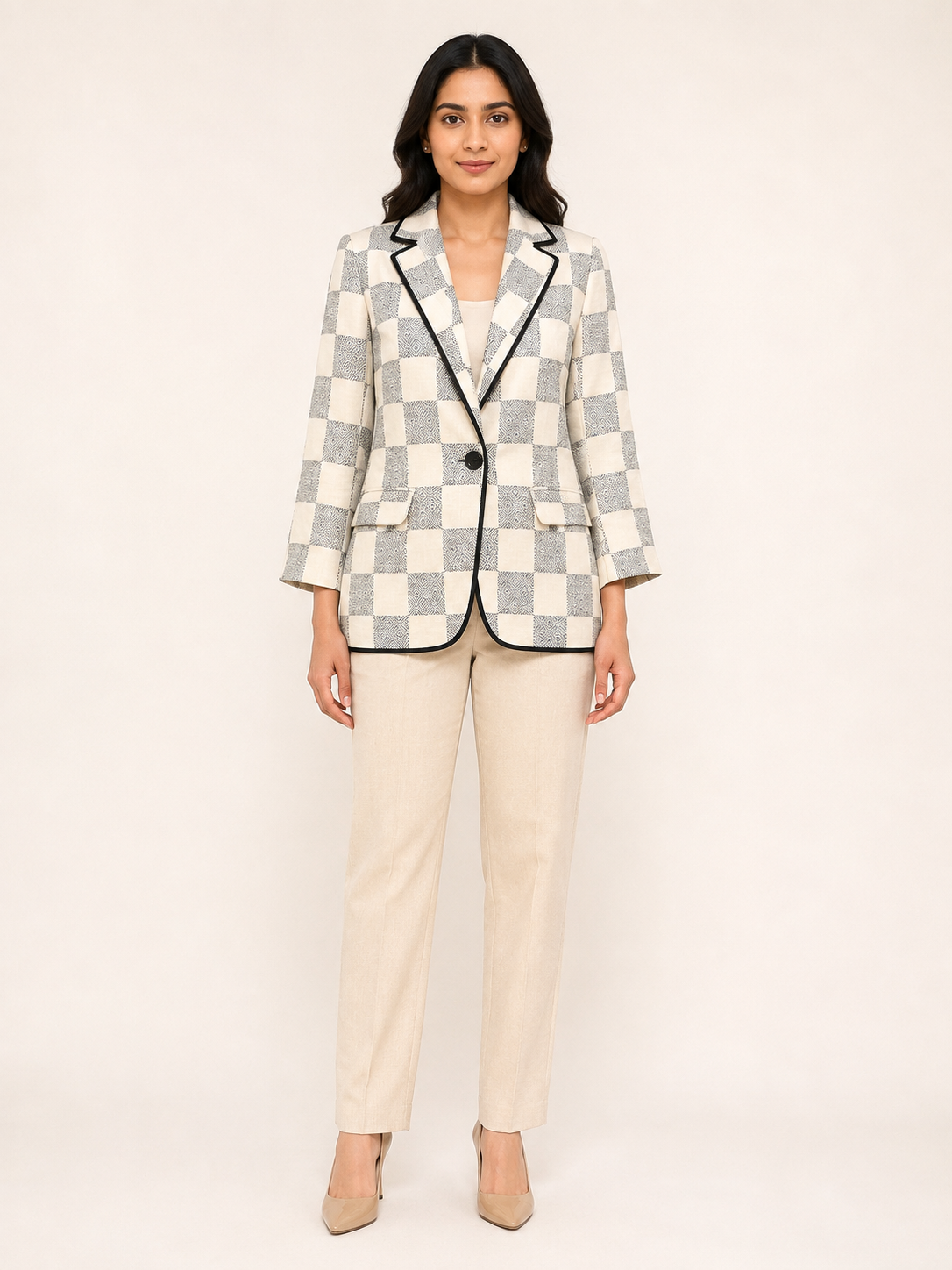 Essence Blazer - Ivory Mosaic