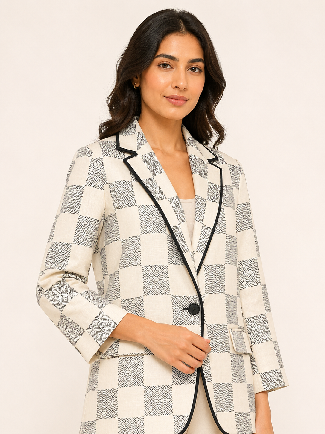Essence Blazer - Ivory Mosaic