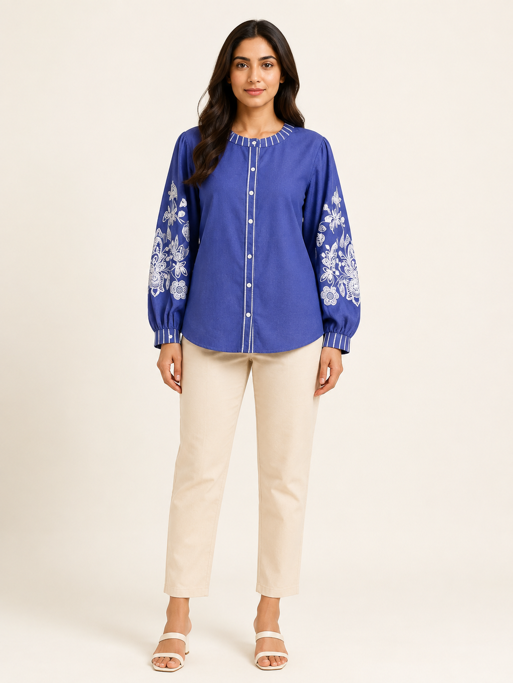 Bloom Shirt-Cobalt Sky