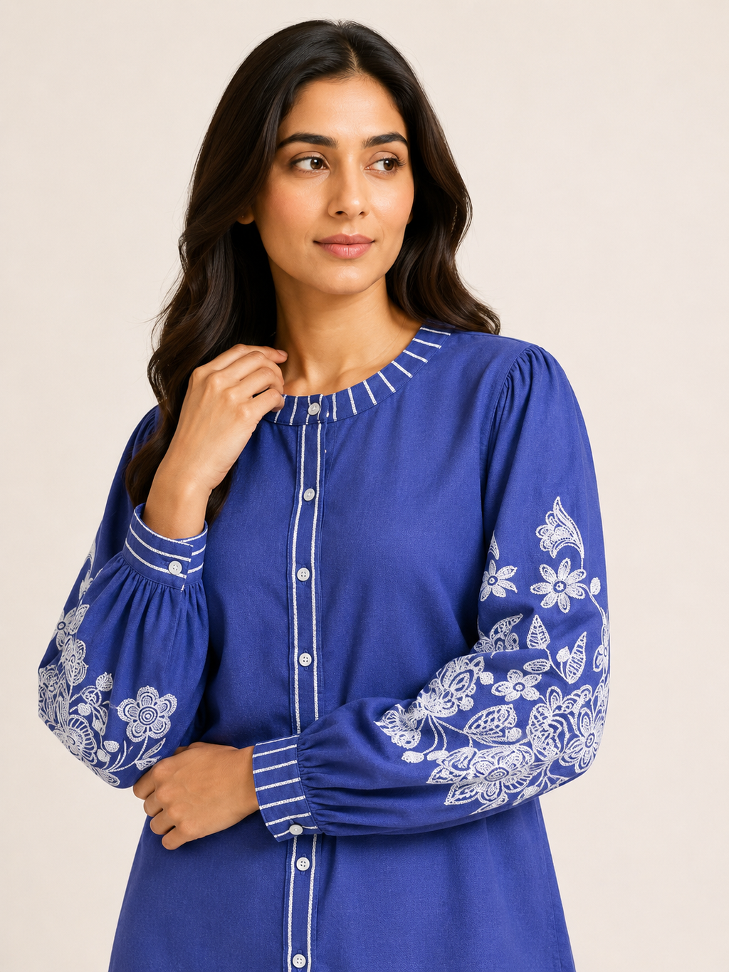 Bloom Shirt-Cobalt Sky