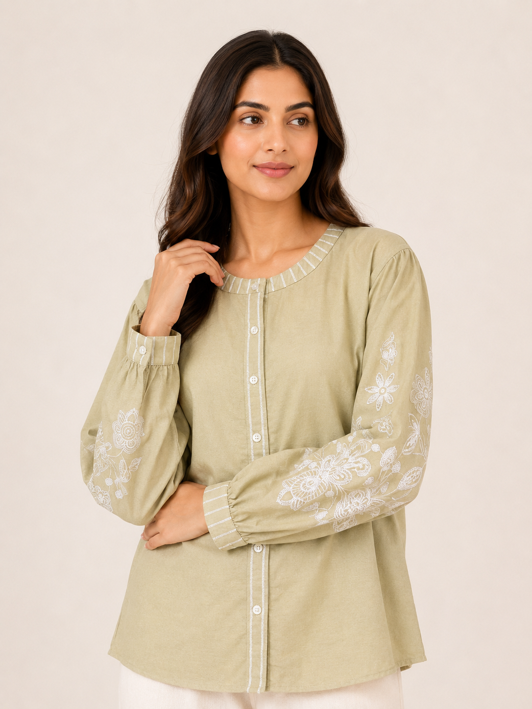 Bloom Shirt-Sage Whisper