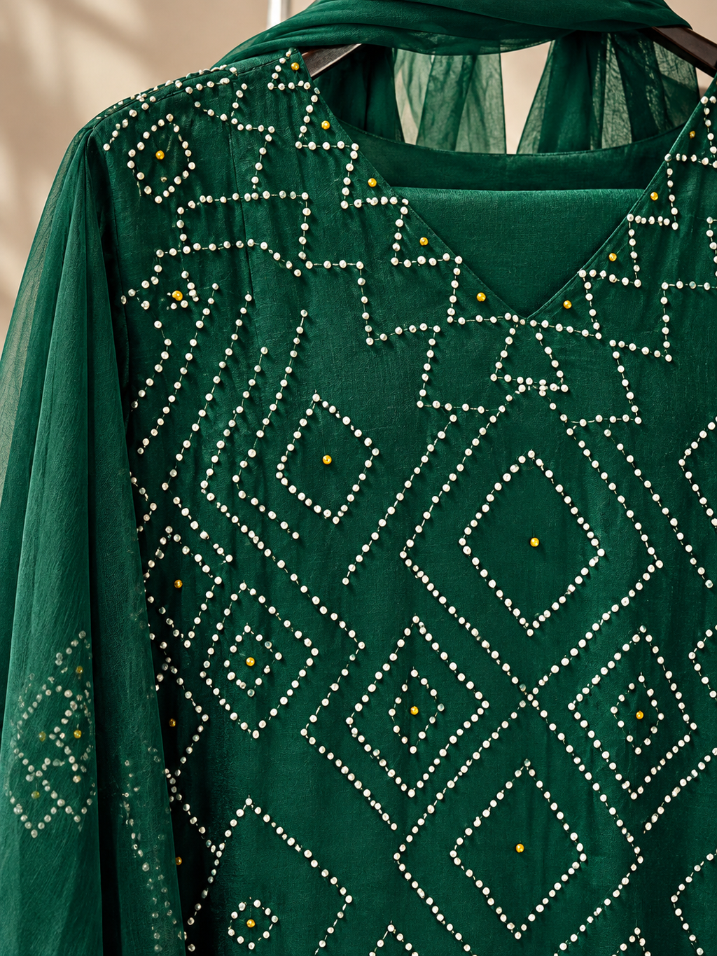 Legacy French Knot Suit Set - Emerald Mosaic