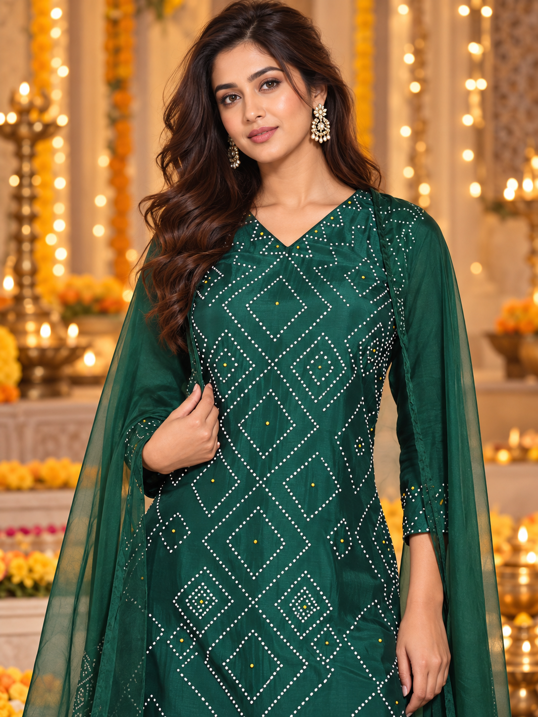 Legacy French Knot Suit Set - Emerald Mosaic
