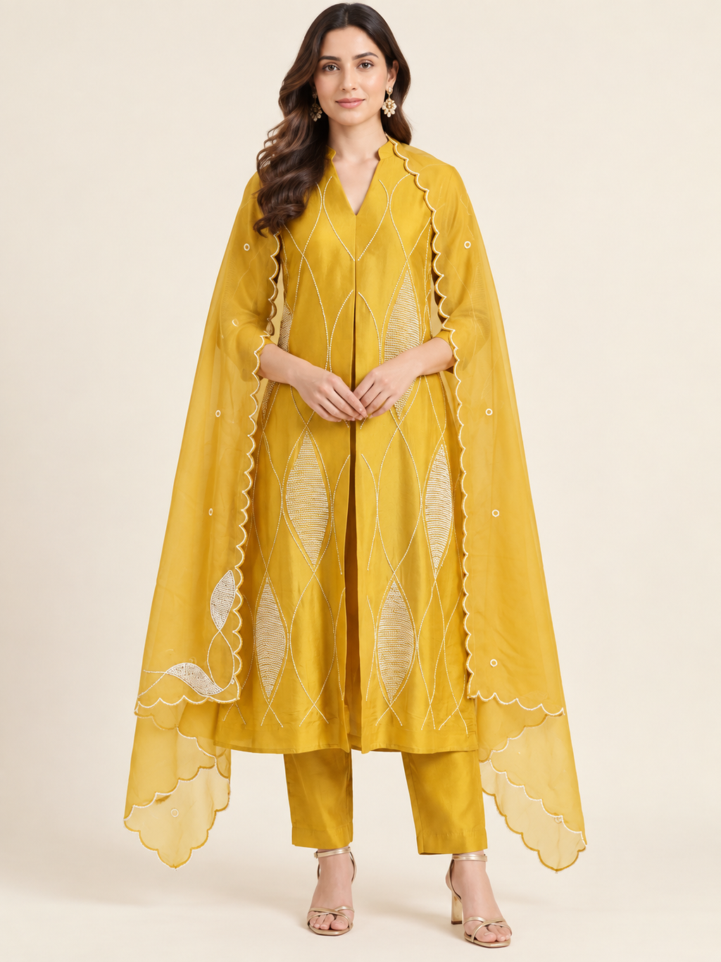 Legacy Bead A-Line Suit Set - Sunlit Gold