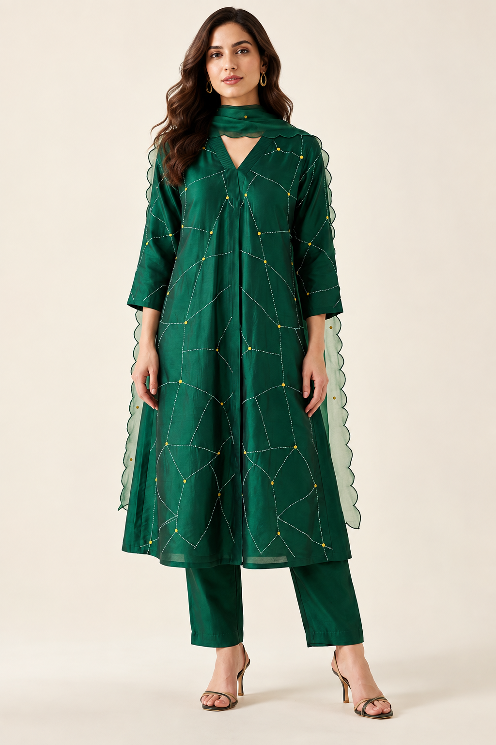 Legacy French Knot Suit Set - Emerald Veil