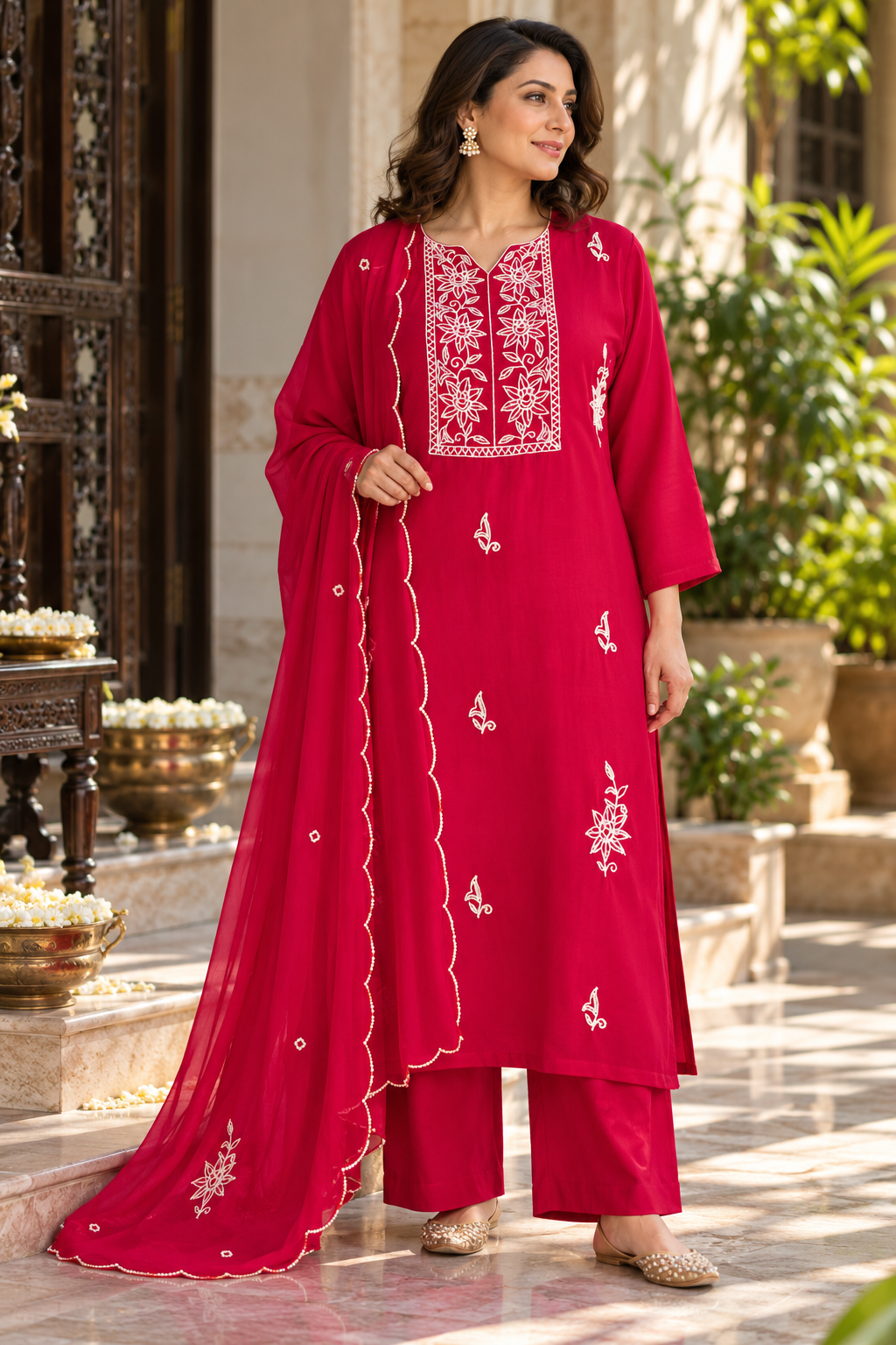 Legacy Bead Radiance Suit Set - Rani Pink