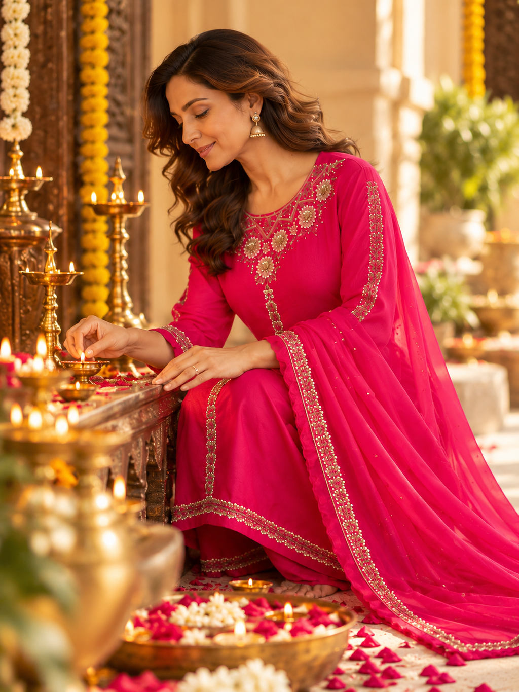 Legacy Gold Sequence Suit Set - Rani Fuchsia