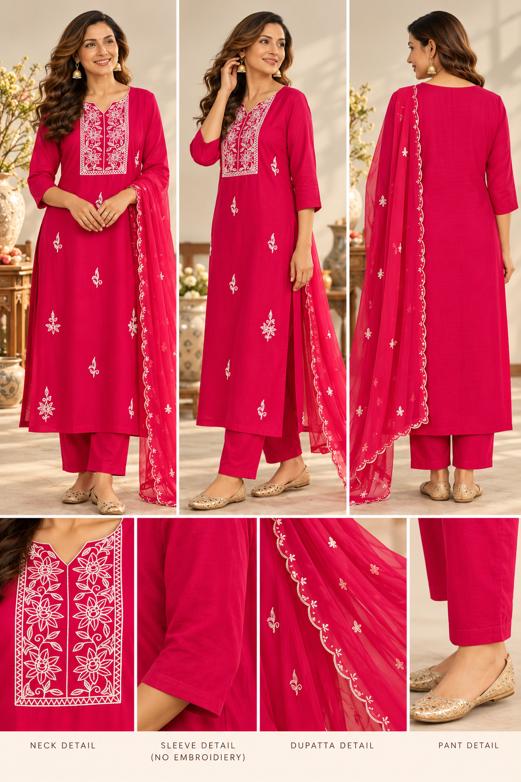 Legacy Bead Radiance Suit Set - Rani Pink