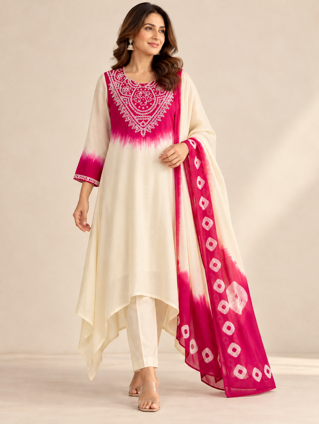 Legacy Ombre Bead Work Suit Set - Fuchsia Flow