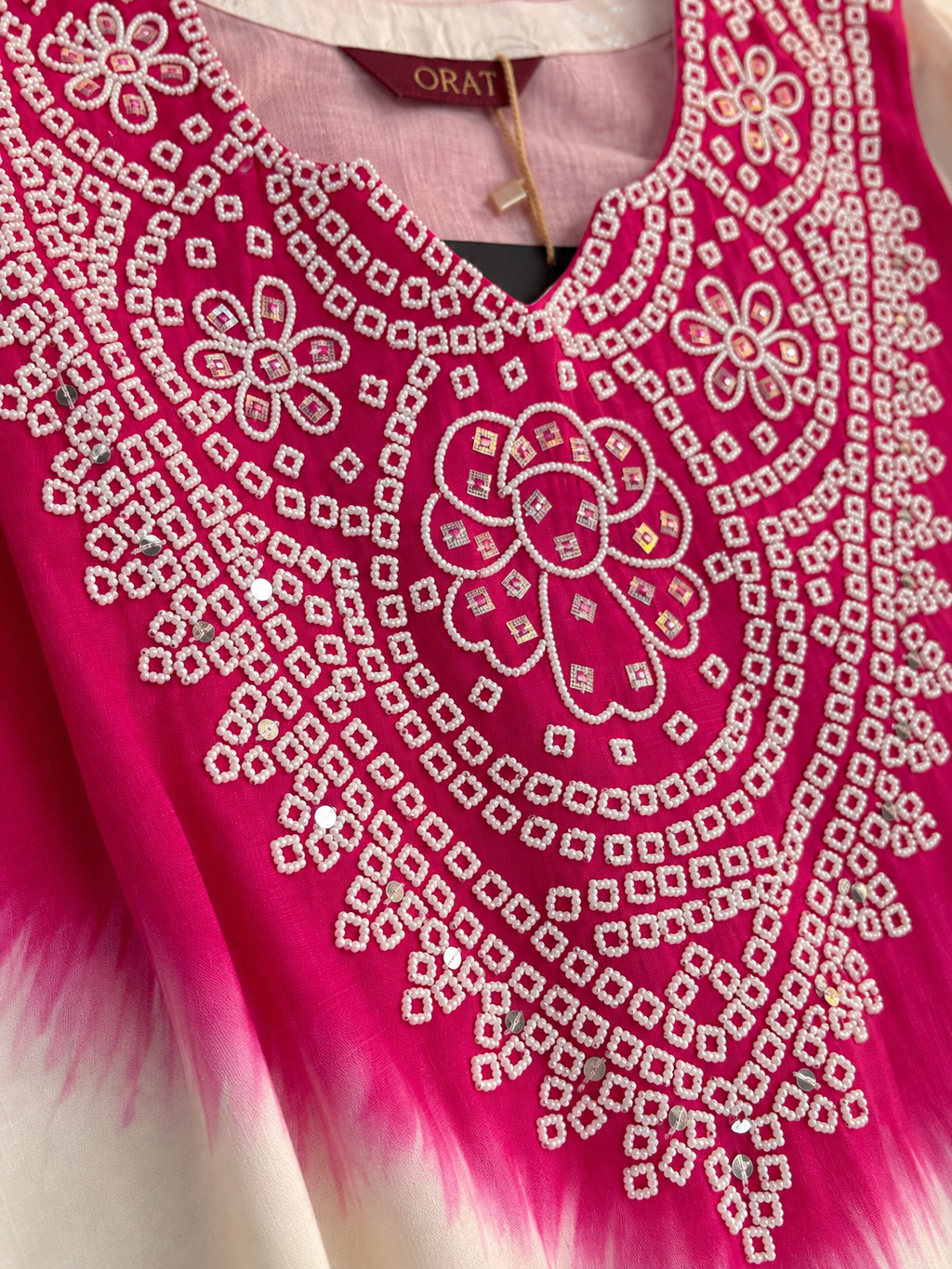 Legacy Ombre Bead Work Suit Set - Fuchsia Flow