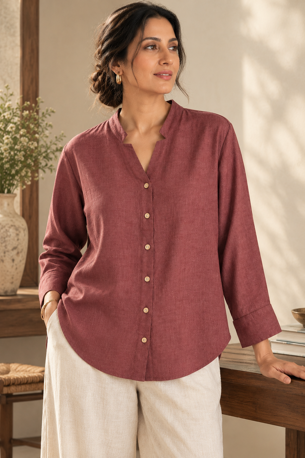 Ease Shirt-Rosewood Mist