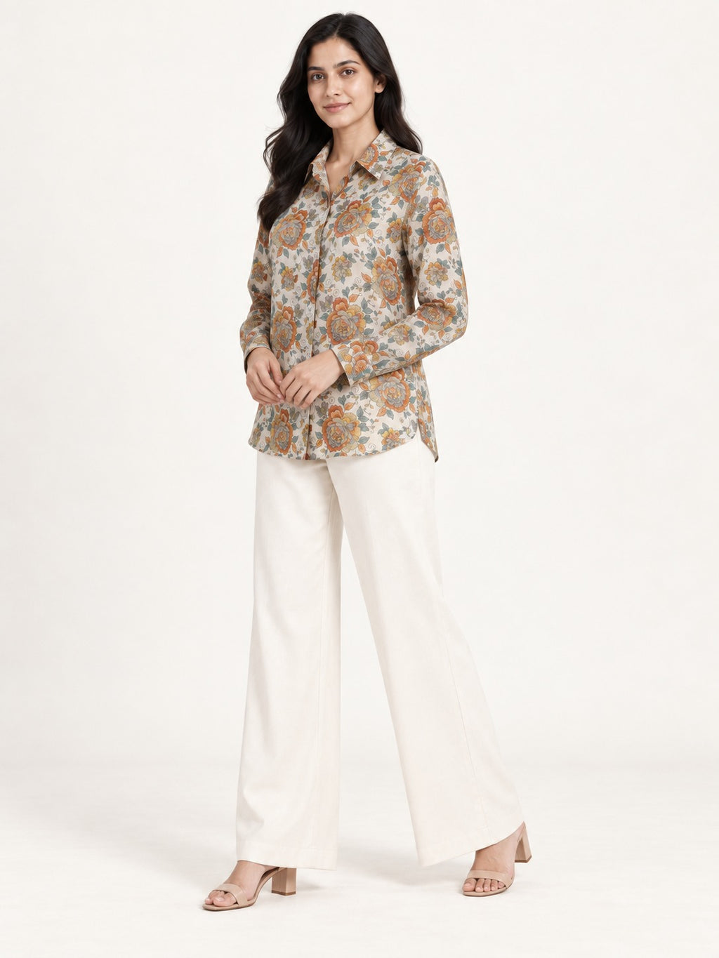 Unfurl Shirt - Autumn Bloom by RuhRaaga House - 45 degree view