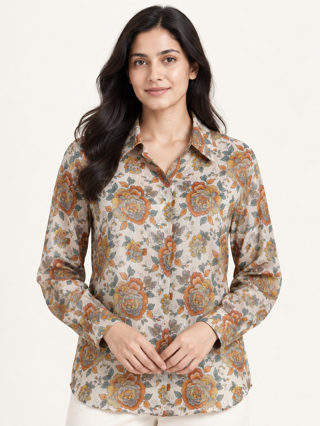 Unfurl Shirt - Autumn Bloom by RuhRaaga House - detail close-up