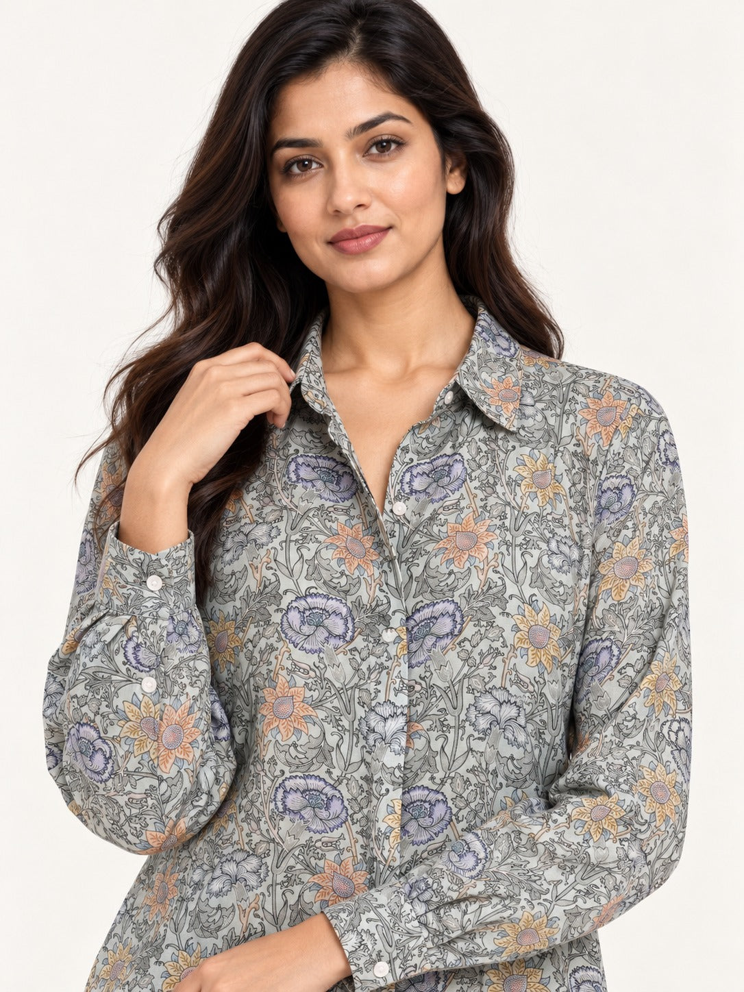 Unfurl Shirt - Misty Meadow by RuhRaaga House - detail close-up