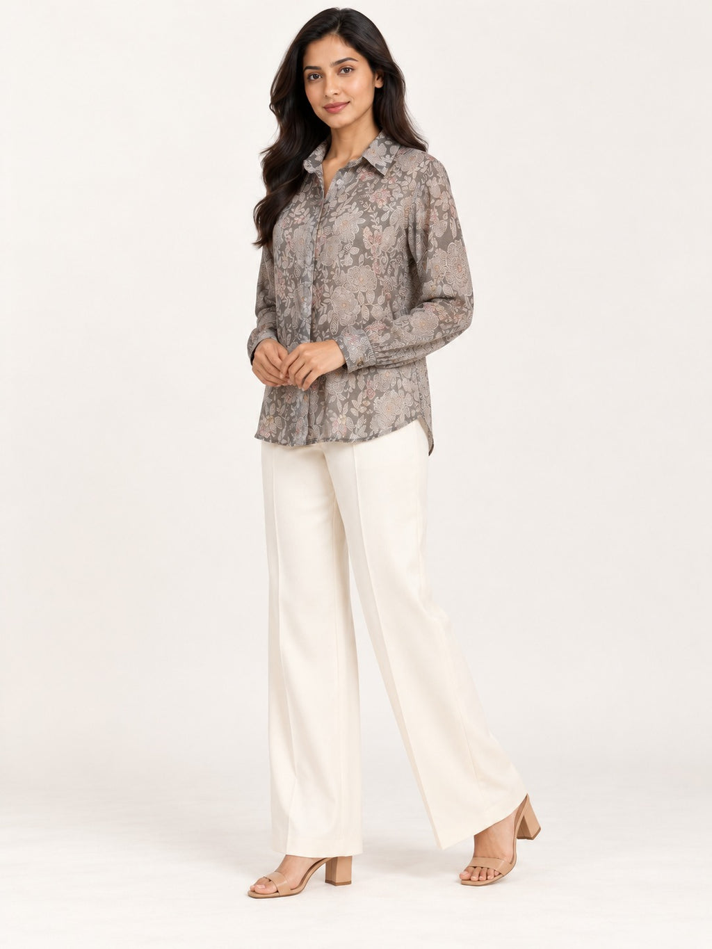Unfurl Shirt - Misty Taupe by RuhRaaga House - 45 degree view