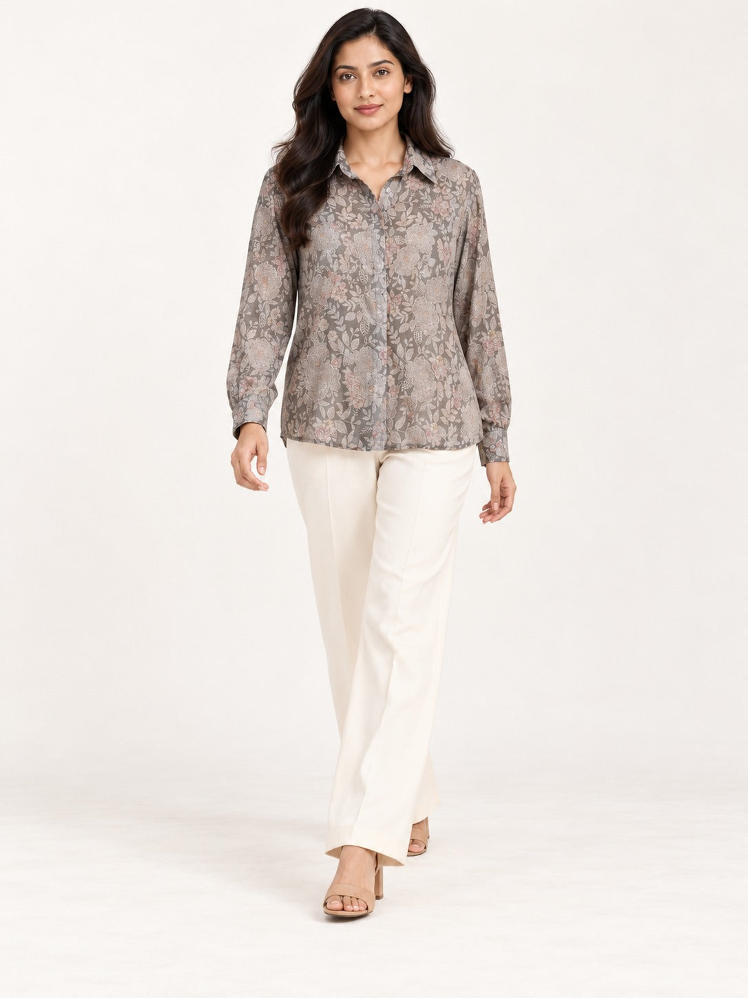 Unfurl Shirt - Misty Taupe by RuhRaaga House - walking view