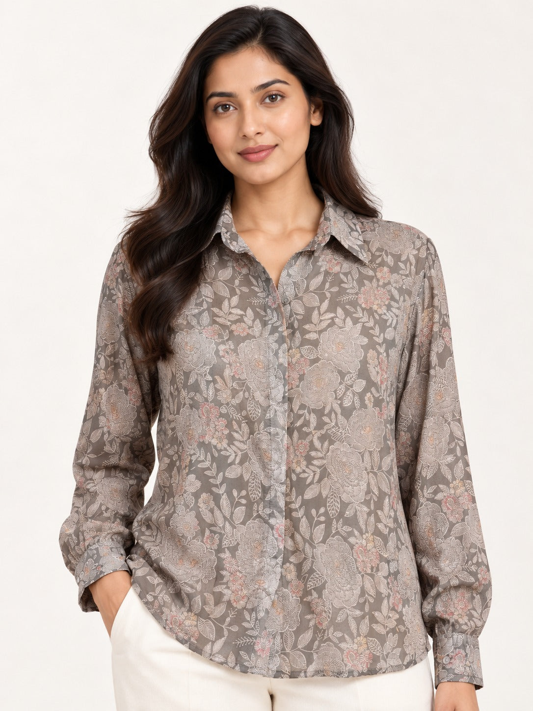 Unfurl Shirt - Misty Taupe by RuhRaaga House - detail close-up
