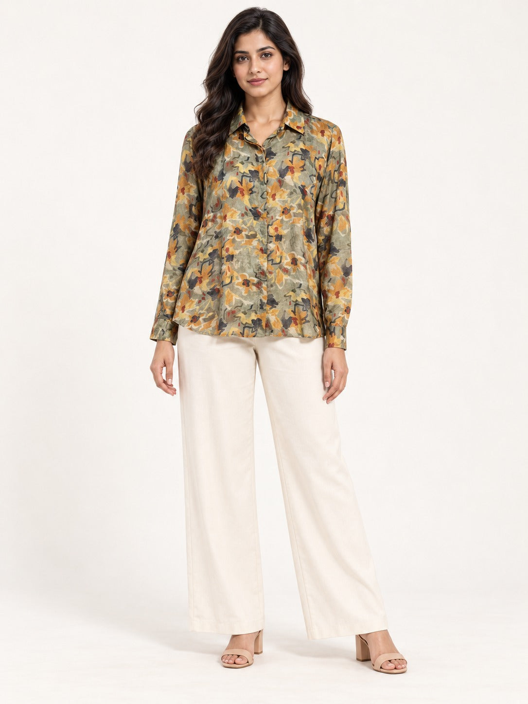 Unfurl Shirt - Olive Terrain by RuhRaaga House - front view