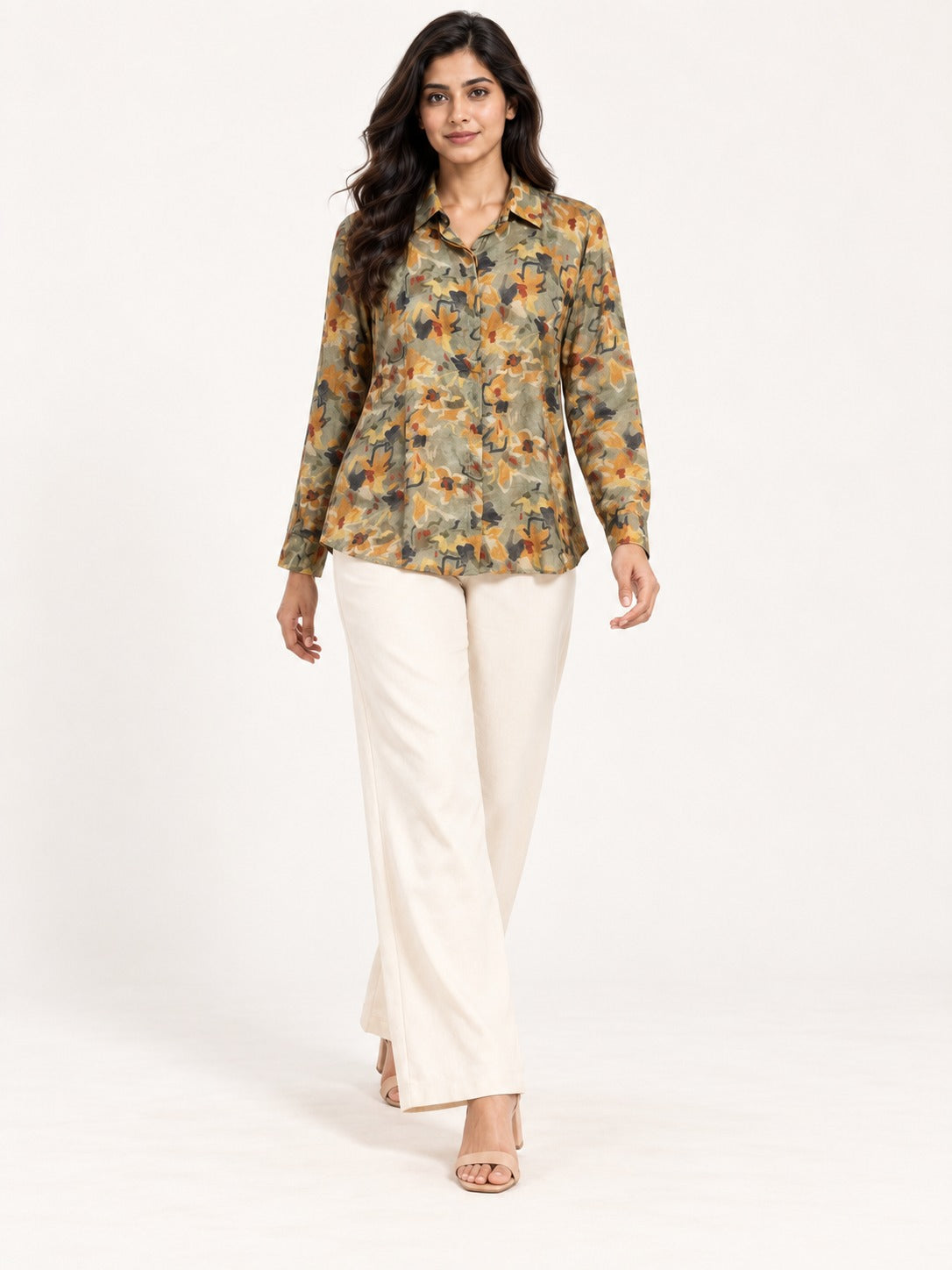 Unfurl Shirt - Olive Terrain by RuhRaaga House - walking view