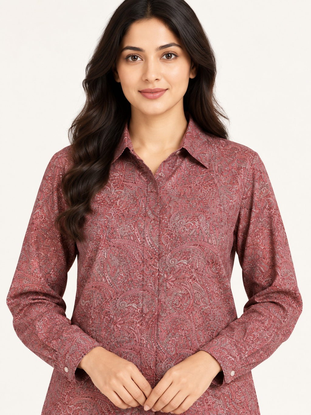 Unfurl Shirt - Rose Paisley by RuhRaaga House - detail close-up
