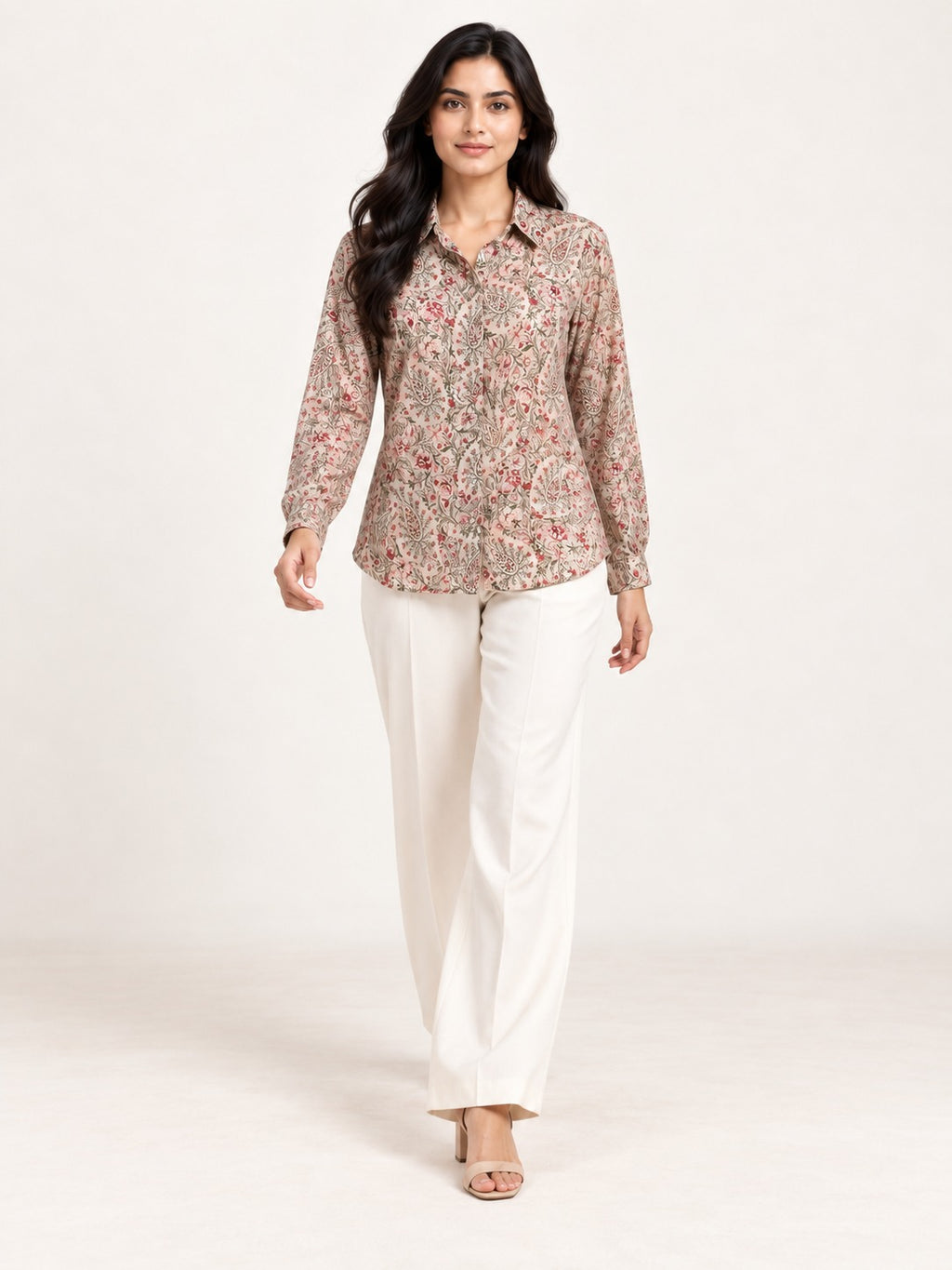 Unfurl Shirt - Paisley Sand by RuhRaaga House - walking view