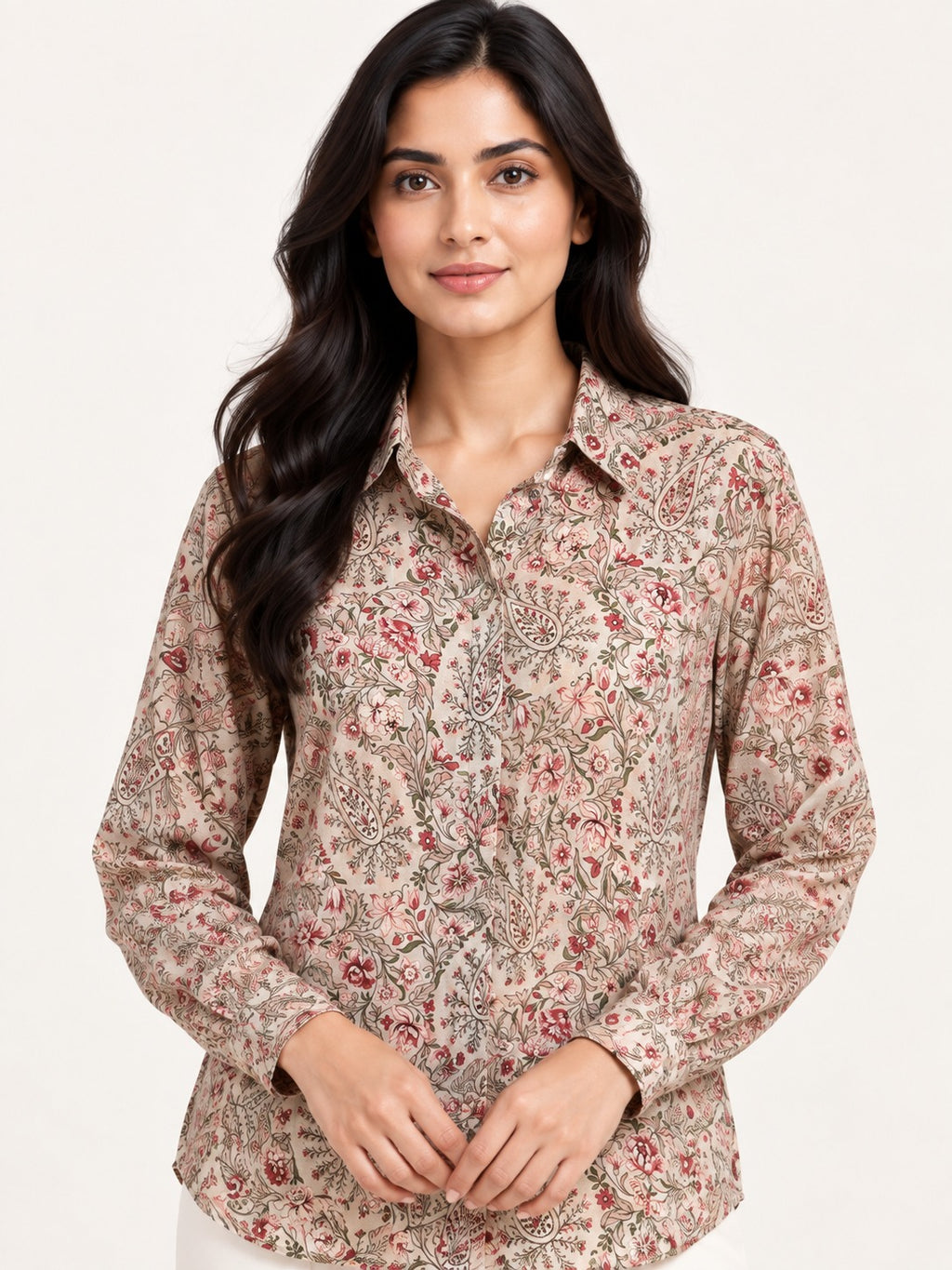 Unfurl Shirt - Paisley Sand by RuhRaaga House - detail close-up