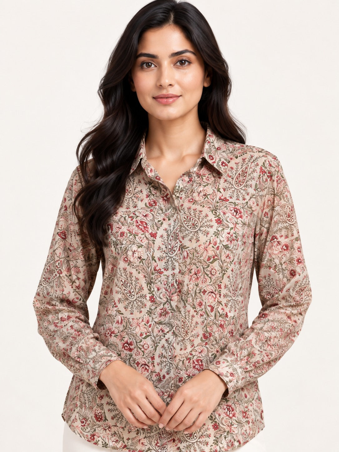 Unfurl Shirt - Paisley Sand by RuhRaaga House - detail close-up