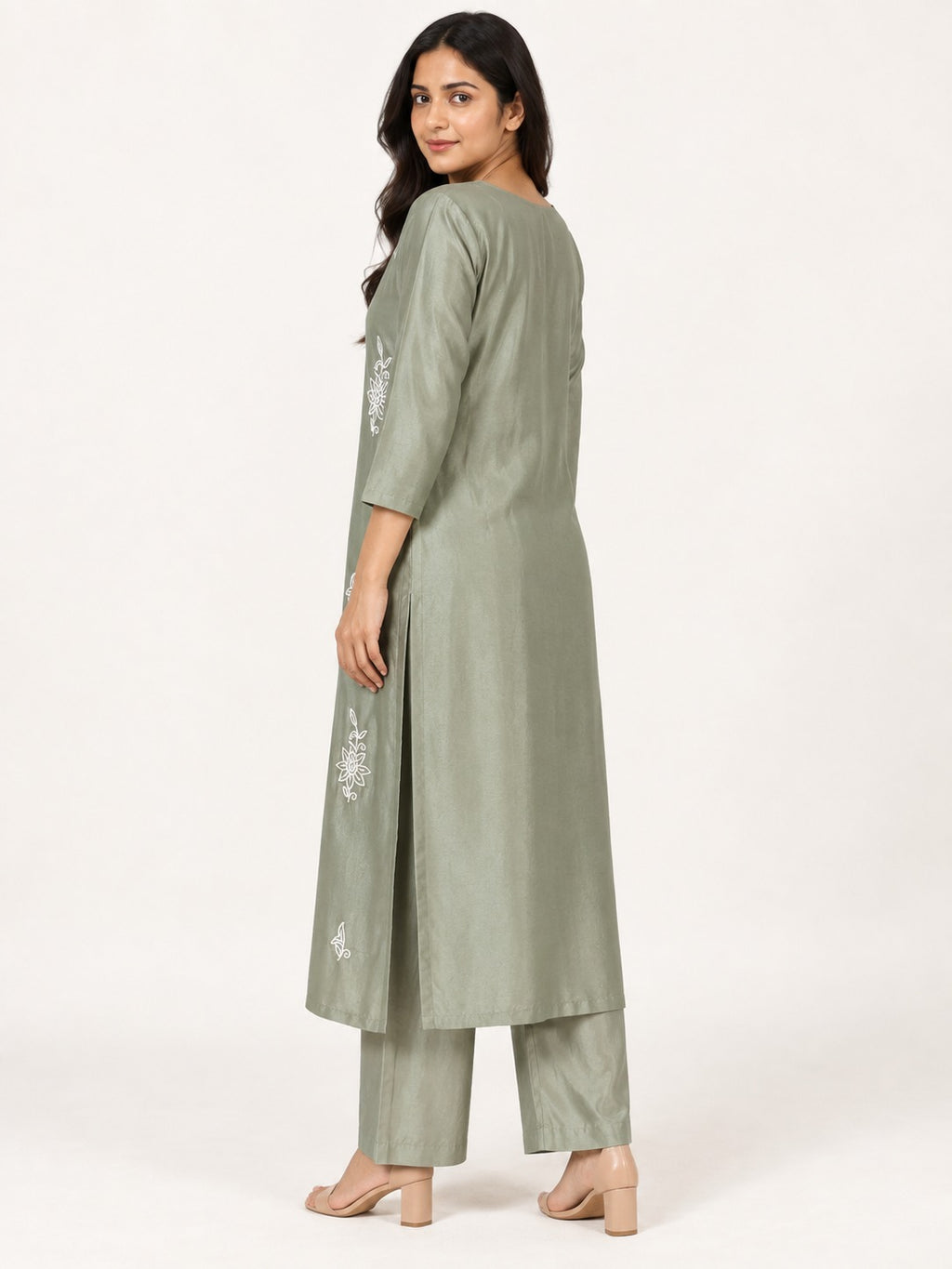 Legacy Bead Radiance Suit Set - Sage Green by RuhRaaga House - back view