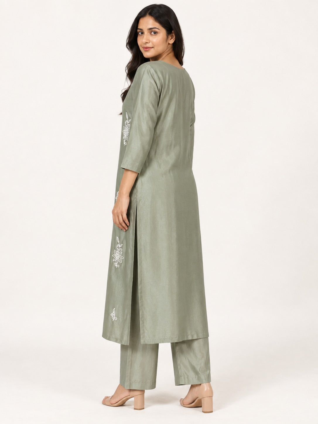 Legacy Bead Radiance Suit Set - Sage Green by RuhRaaga House - back view