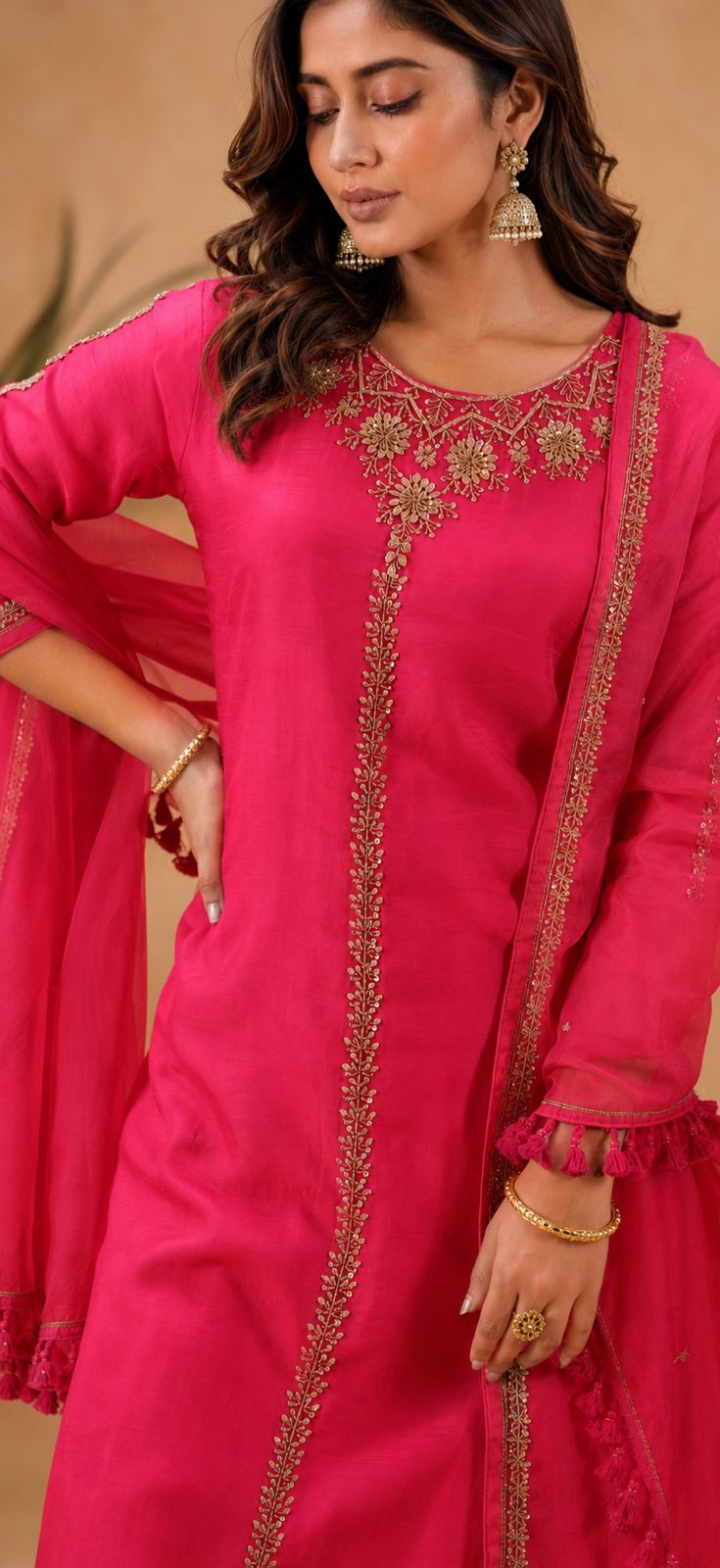 Legacy Gold Sequence Suit Set - Rani Fuchsia - view 3