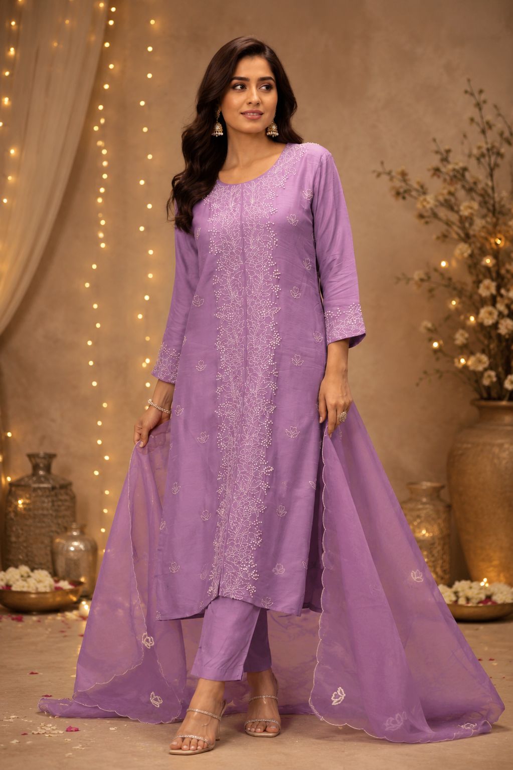 Legacy Kantha Suit Set - Lavender Mist - view 1