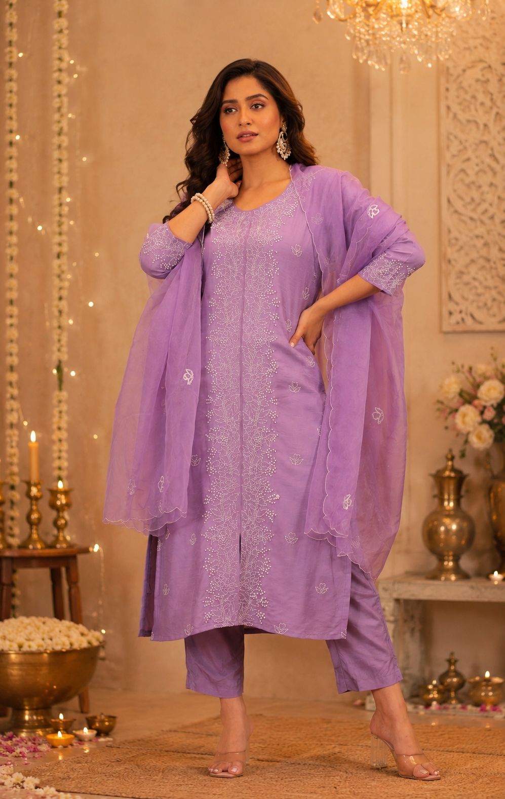 Legacy Kantha Suit Set - Lavender Mist - view 2