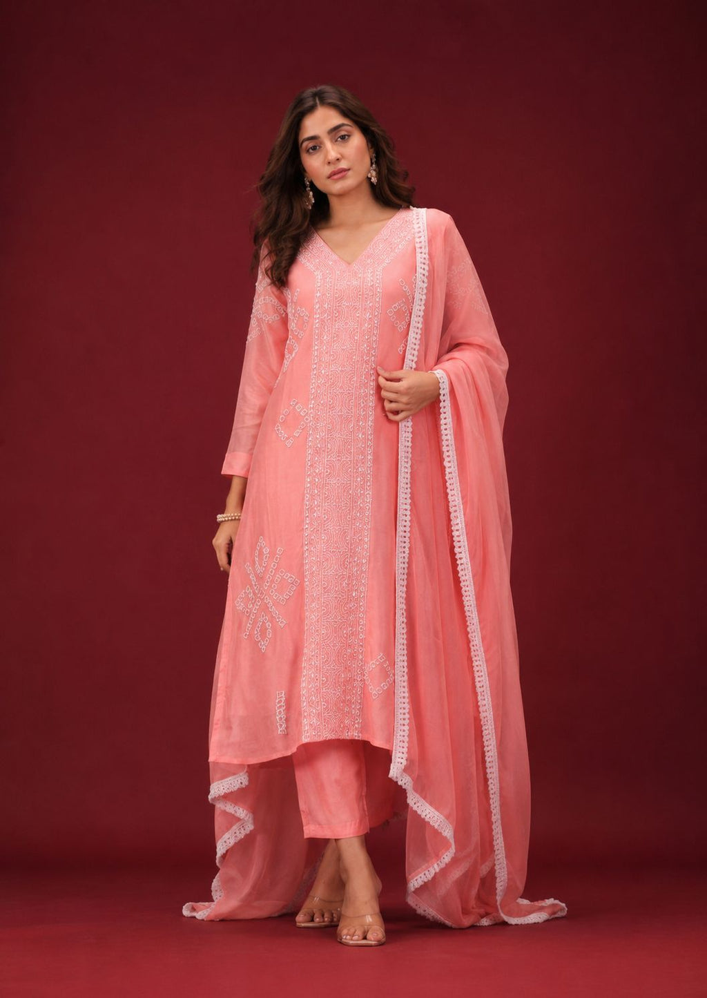 Legacy Kantha Centre Panel Suit Set - Peach Blush - view 2