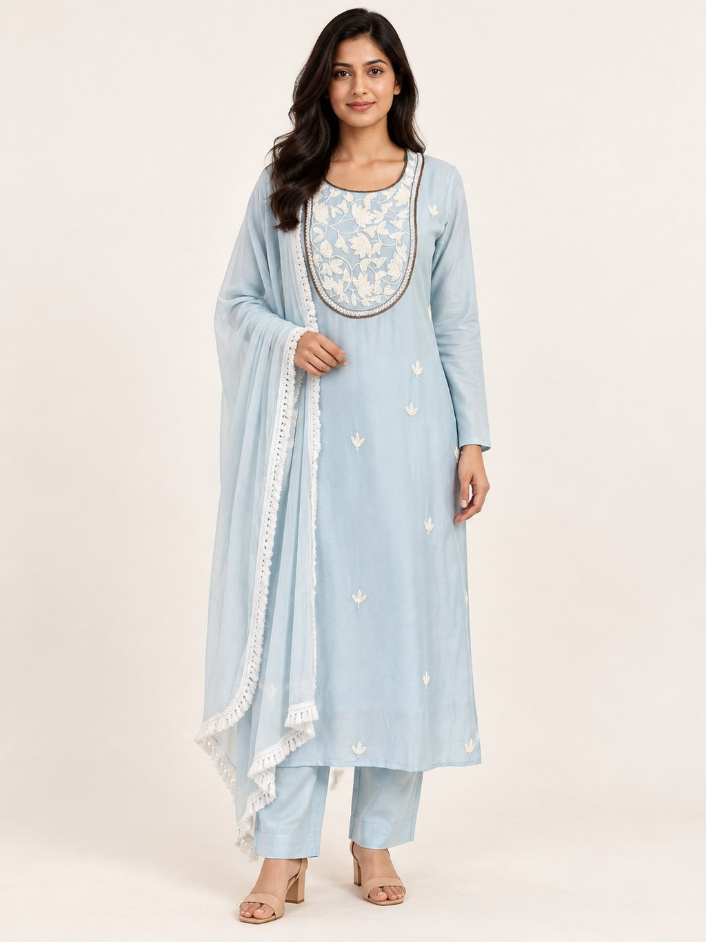 Legacy Pearl Poise Suit Set - Powder Blue by RuhRaaga House - front view