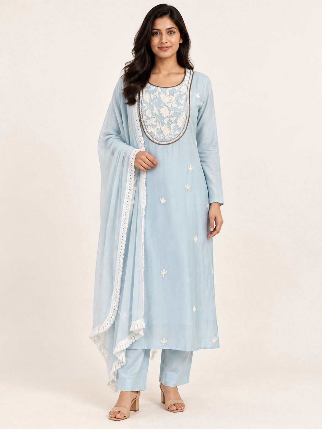 Legacy Pearl Poise Suit Set - Powder Blue by RuhRaaga House - front view
