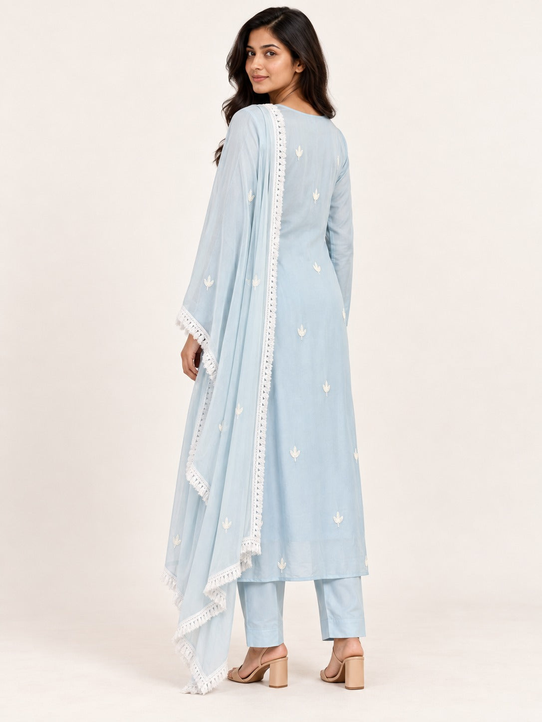 Legacy Pearl Poise Suit Set - Powder Blue by RuhRaaga House - back view