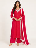 Legacy Pearl Garland Suit Set - Rani Pink by RuhRaaga House - front view