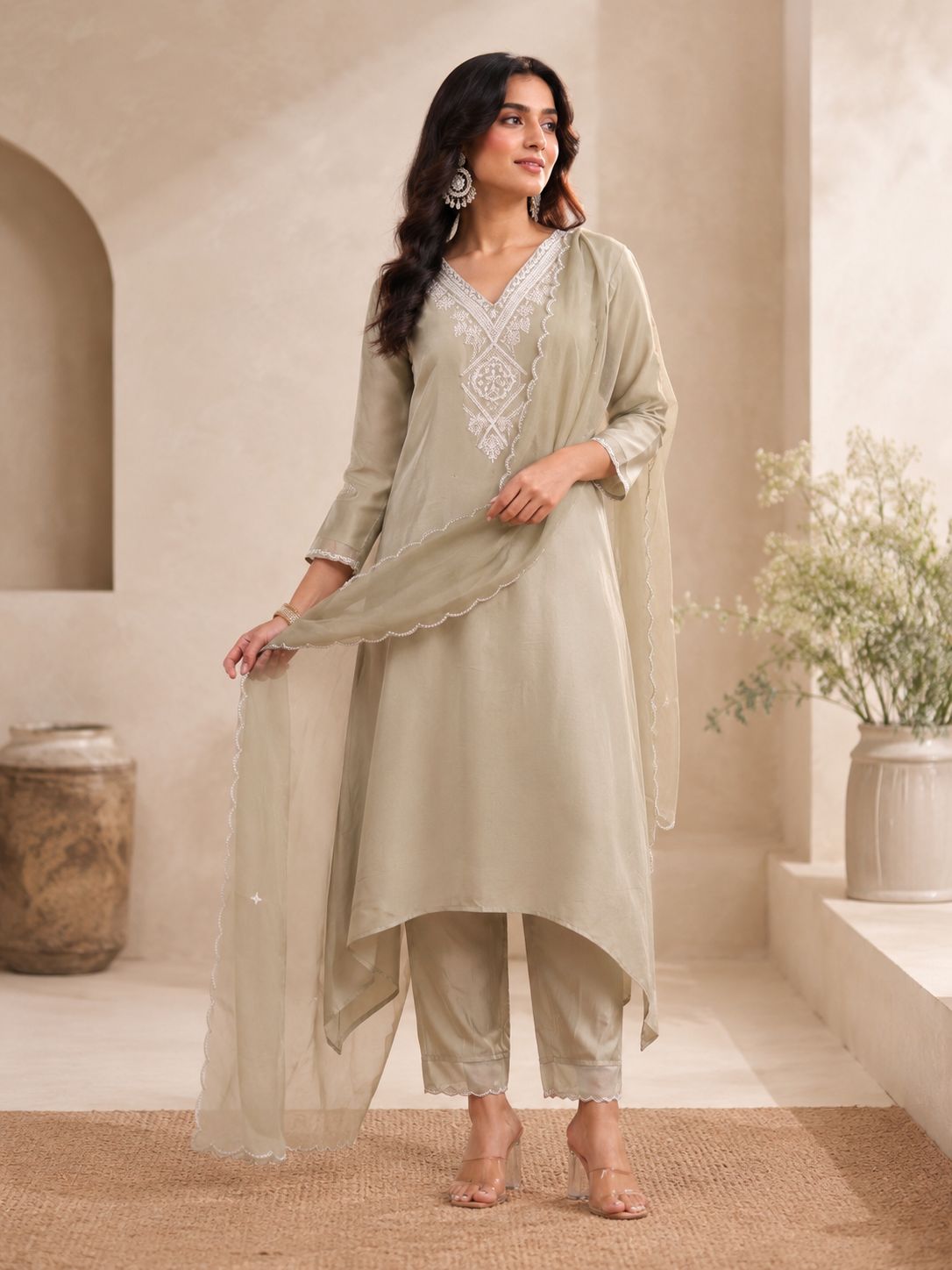 Legacy Pearled Suit Set - Sage Green - view 2