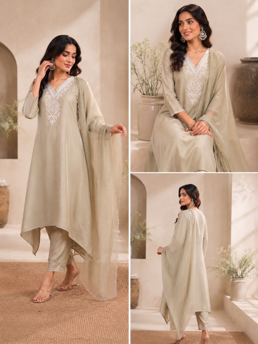 Legacy Pearled Suit Set - Sage Green - view 3