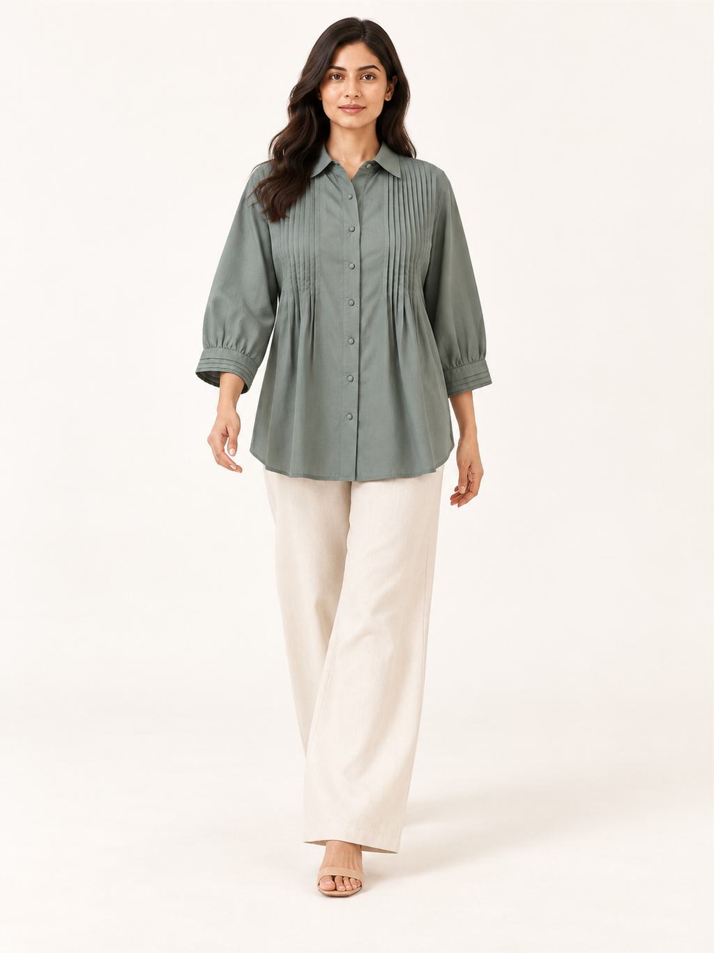 Centred Top - Moss Mist - walking view
