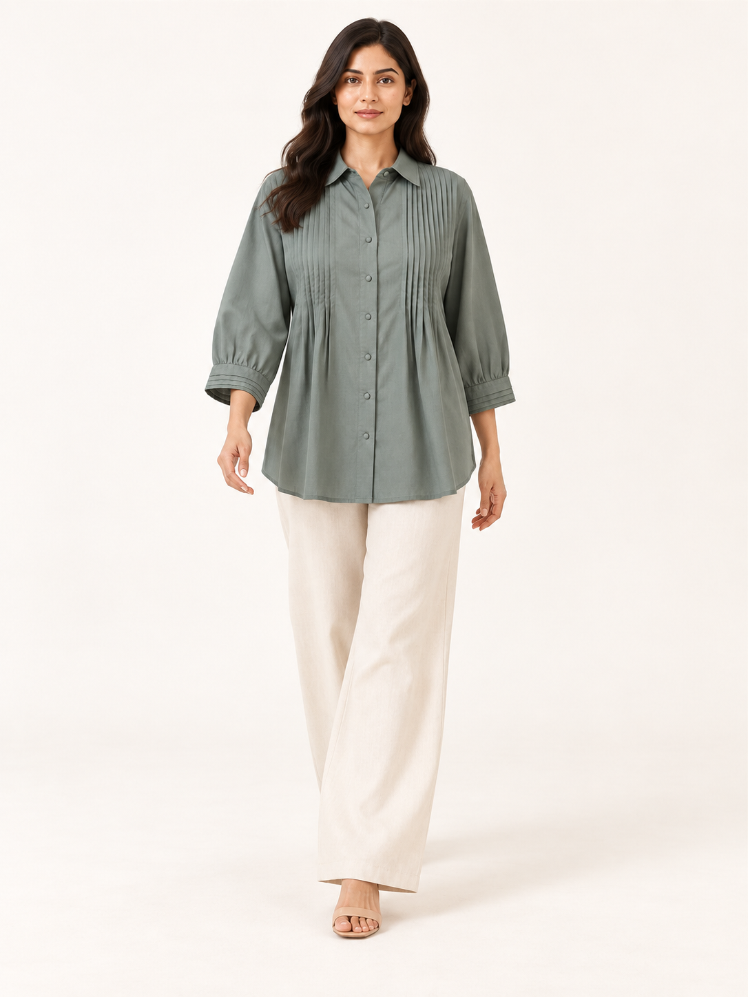 Centred Top - Moss Mist - walking view