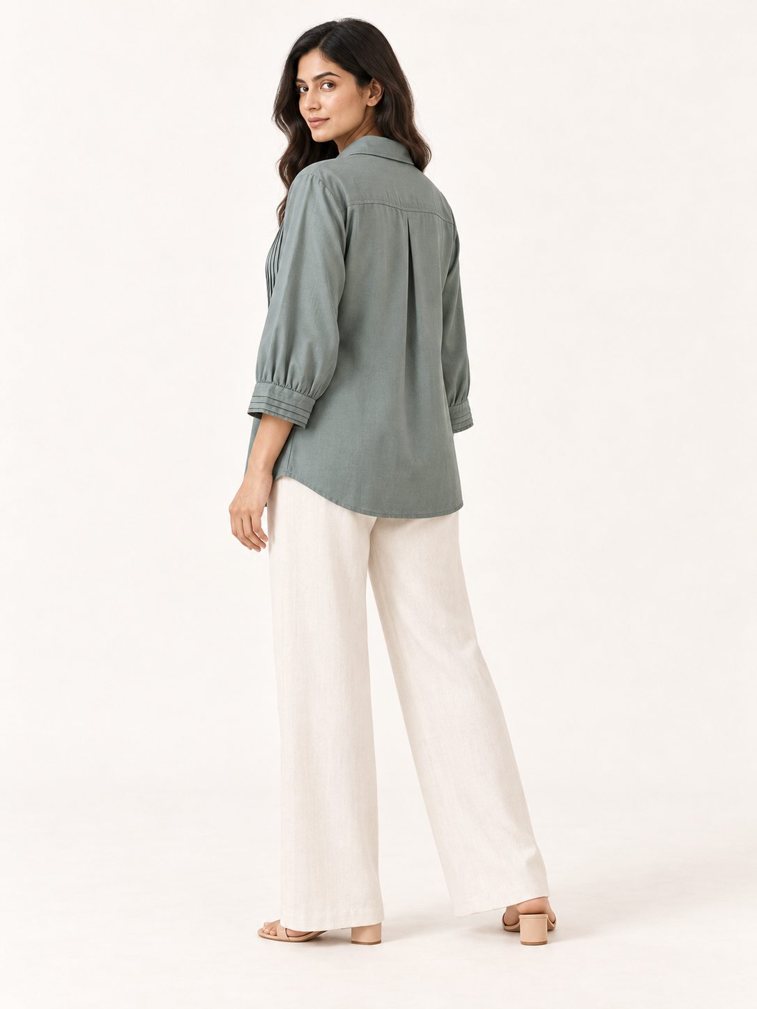 Centred Top - Moss Mist - side and back view
