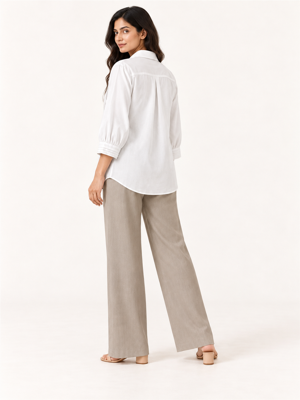 Centred Top - Pearl White - side and back view