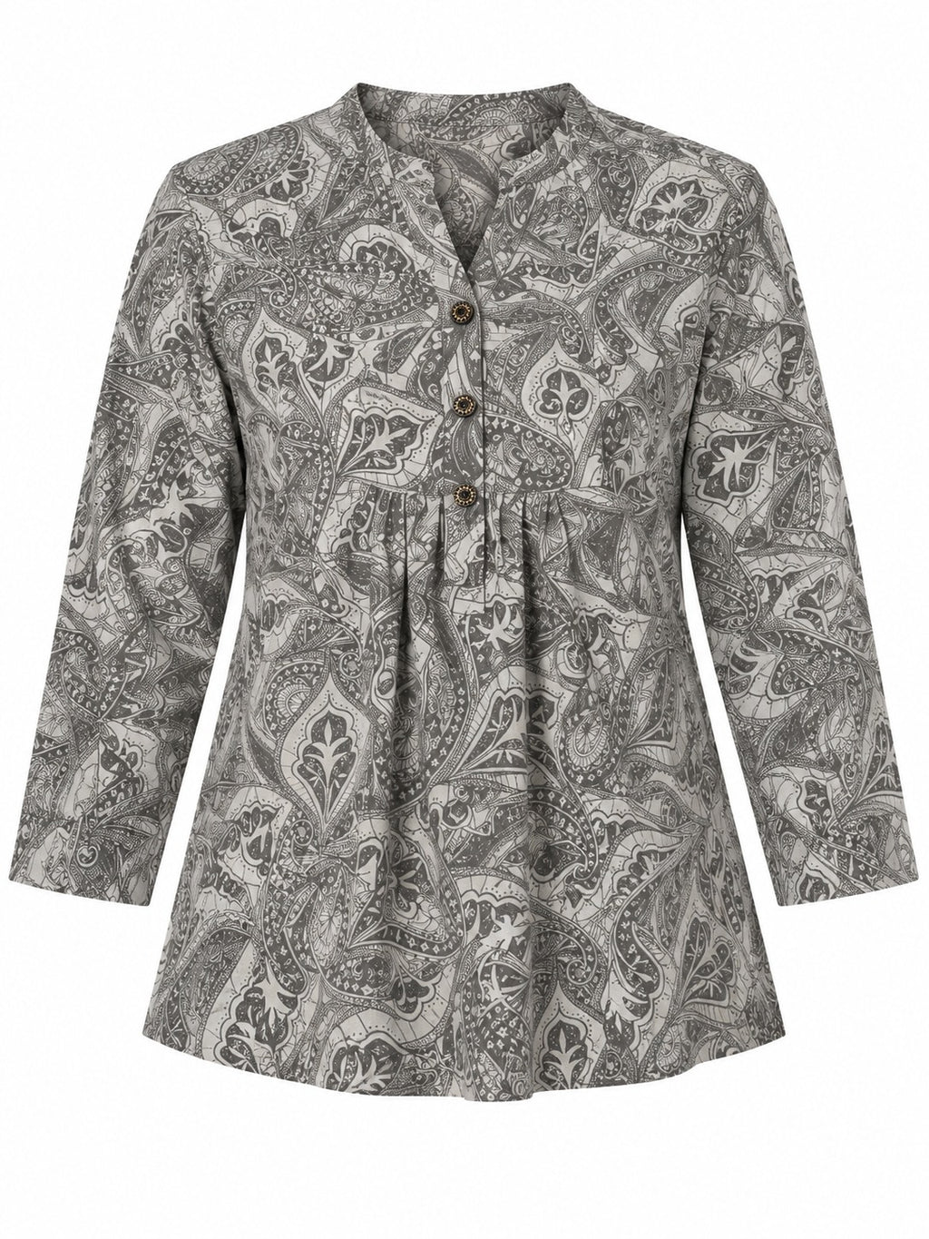 Ease Pleated Top - Charcoal Paisley by RuhRaaga House - product only