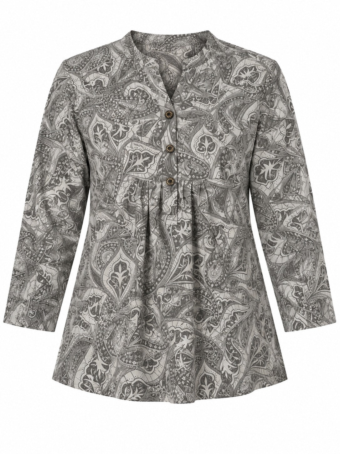 Ease Pleated Top - Charcoal Paisley by RuhRaaga House - product only